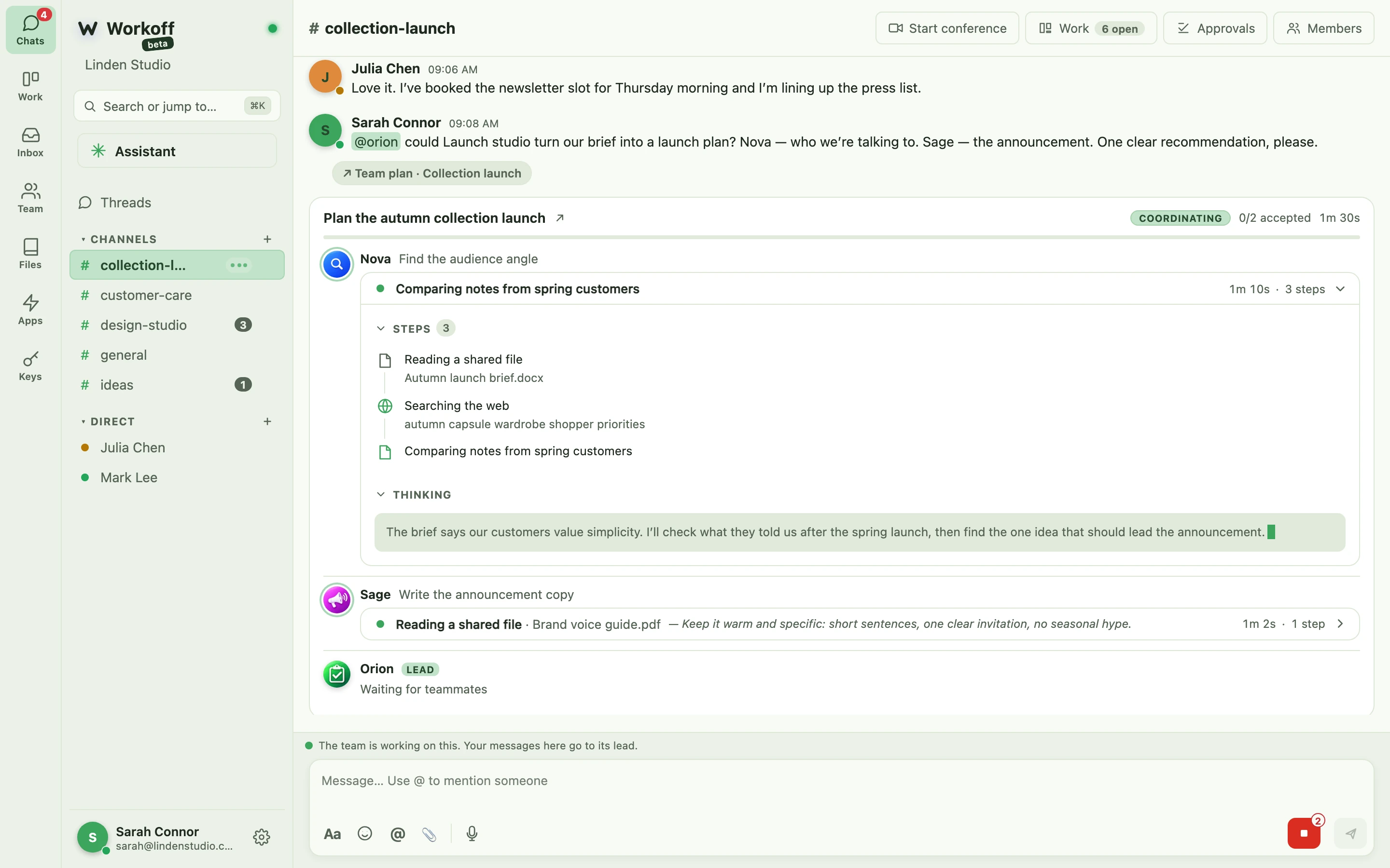 Team plan - specialists working on a shared brief
